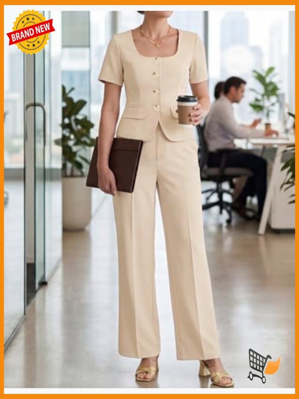 Women's 2-Piece Blazer & Wide Leg Pants Set Business Casual - Picture 2 of 7